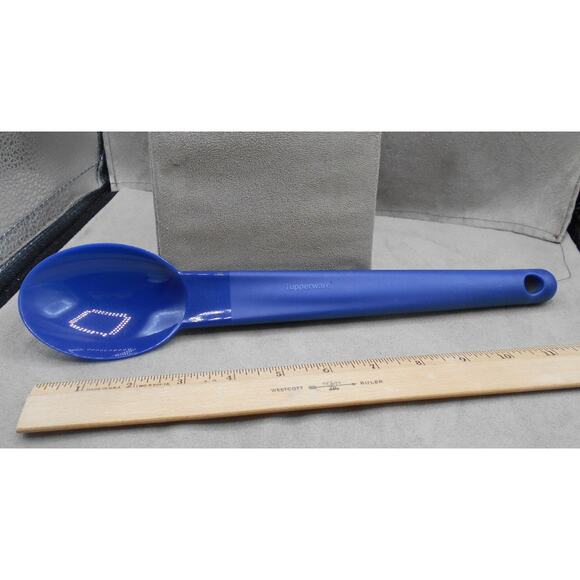 Vintage Tupperware Serving Spoon Utensil Blue 12.5" 3475A-2 RARE - Picture 4 of 6